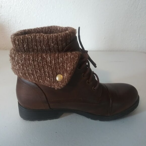 Jessica Cline women's size 8M brown sweater cuffed ankle boots - Picture 10 of 14